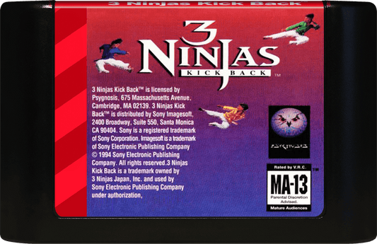 3 Ninjas Kick Back (Genesis Compatible) - Reproduction Video Game Cartridge image 0