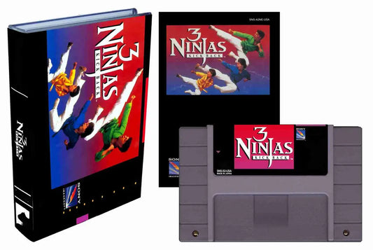 3 Ninjas Kick Back (SNES Compatible) - Reproduction Video Game Cartridge with Case and Manual image 0
